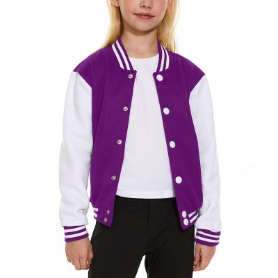 Kids Baseball Jacket School Varsity Uniform Casual Sweatshirt Girls Sweater Jacket Baseball Solid Color