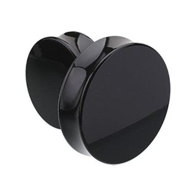 1 PAIR (2pcs) ACRYLIC PLUGS Double Flare Gauges Solid Saddle Thin Ear Flesh Tunnels 1039 (5/8" (16MM), Black)