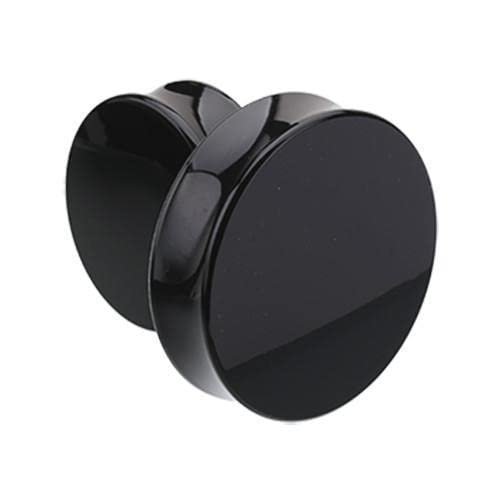 1 PAIR (2pcs) ACRYLIC PLUGS Double Flare Gauges Solid Saddle Thin Ear Flesh Tunnels 1039 (5/8" (16MM), Black)