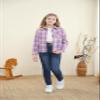 Betusline Girls' Plaid Flannel Shirt, Kids Long Sleeve Button Button Shirts Tops, F Purple #2, 2-3T= Tag 100 view 2