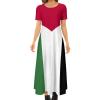 Fattyeery Womens Summer Casual Loose Dress Palestine Flag Long Dress Short Sleeve for Girls Fashion Skirts S view 1