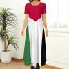 Fattyeery Womens Summer Casual Loose Dress Palestine Flag Long Dress Short Sleeve for Girls Fashion Skirts S view 2