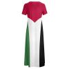 Fattyeery Womens Summer Casual Loose Dress Palestine Flag Long Dress Short Sleeve for Girls Fashion Skirts S view 4