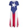 Elegant Casual Long Dress Puerto Rico Flag Girls Summer Sunshine Beach Skirts for Womens 2XL view 3