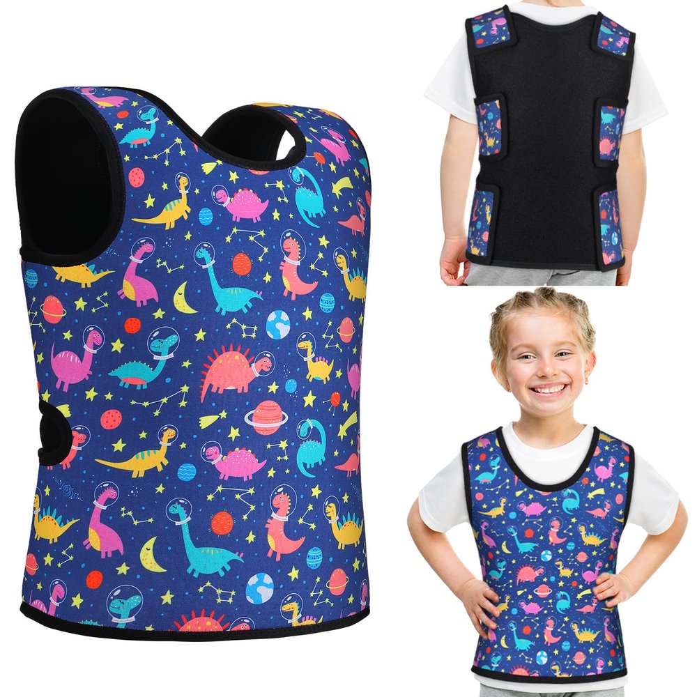 Janmercy Kids Compression Vest Ages 2 to 9 Soft Adjustable Breathable Neoprene Comfort Vest for Boys Girls School Home Daily(Dinosaur,Small)