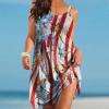 4th of July Dress Women Women's 4th of July American Flag Sleeveless T-Shirts Dress American Flag Sleeveless Mini Dress for Women Stars Stripes Beach Sundress 4th of July Patriotic Tank Dress view 2