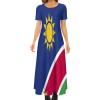 Fattyeery Womens Summer Casual Loose Dress Namibia Flag Long Dress Short Sleeve for Girls Fashion Skirts L view 1