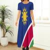 Fattyeery Womens Summer Casual Loose Dress Namibia Flag Long Dress Short Sleeve for Girls Fashion Skirts L view 3