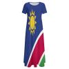 Fattyeery Womens Summer Casual Loose Dress Namibia Flag Long Dress Short Sleeve for Girls Fashion Skirts L view 4