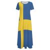 Fattyeery Elegant Casual Long Dress Swedish Flag Girls Summer Sunshine Beach Skirts for Womens 3XL view 3