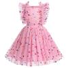 Toddler Girl Birthday Outfits Shiny Sequins Ruffle Tulle Tutu Wedding Flower Girl Dress Pageant Dot Easter Christening Dress Butterfly Summer Tea Party Dress Toddler Lace Dress Pink Dot 4-5 Years view 1