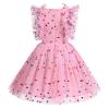 Toddler Girl Birthday Outfits Shiny Sequins Ruffle Tulle Tutu Wedding Flower Girl Dress Pageant Dot Easter Christening Dress Butterfly Summer Tea Party Dress Toddler Lace Dress Pink Dot 4-5 Years view 3