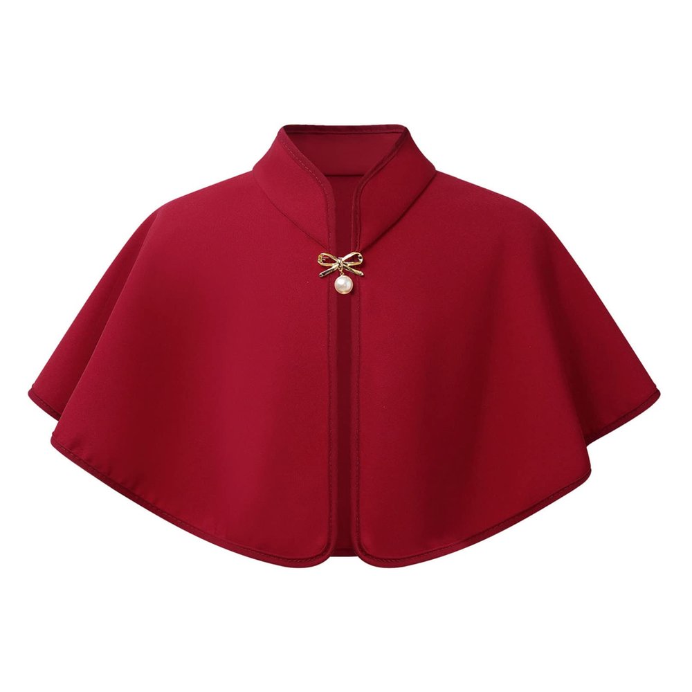 YiZYiF Kids Flower Girls Wrap Shawl Princess Cape Wedding Bridesmaid Tippet Stole Bolero Shrug Cover up Burgundy 6-24 Months
