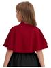 YiZYiF Kids Flower Girls Wrap Shawl Princess Cape Wedding Bridesmaid Tippet Stole Bolero Shrug Cover up Burgundy 6-24 Months view 4