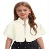 YiZYiF Kids Flower Girls Wrap Shawl Princess Cape Wedding Bridesmaid Tippet Stole Bolero Shrug Cover up Champagne 6-24 Months view 3