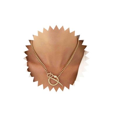 Aneneiceera Goth Snake Pendant Choker Necklaces Gold Snake Winding Shape Necklace Cuban Chain Punk Statement Animal Coiled Serpent Pendant OT Knot Snake Collar Necklace Jewellery for Women