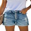 CHICZONE High Waist Jean Shorts for Women Casual Summer Frayed Hem Cutoff Ripped Denim Shorts Light Blue S view 1