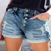 CHICZONE High Waist Jean Shorts for Women Casual Summer Frayed Hem Cutoff Ripped Denim Shorts Light Blue S view 3