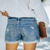 CHICZONE High Waist Jean Shorts for Women Casual Summer Frayed Hem Cutoff Ripped Denim Shorts Light Blue S view 4