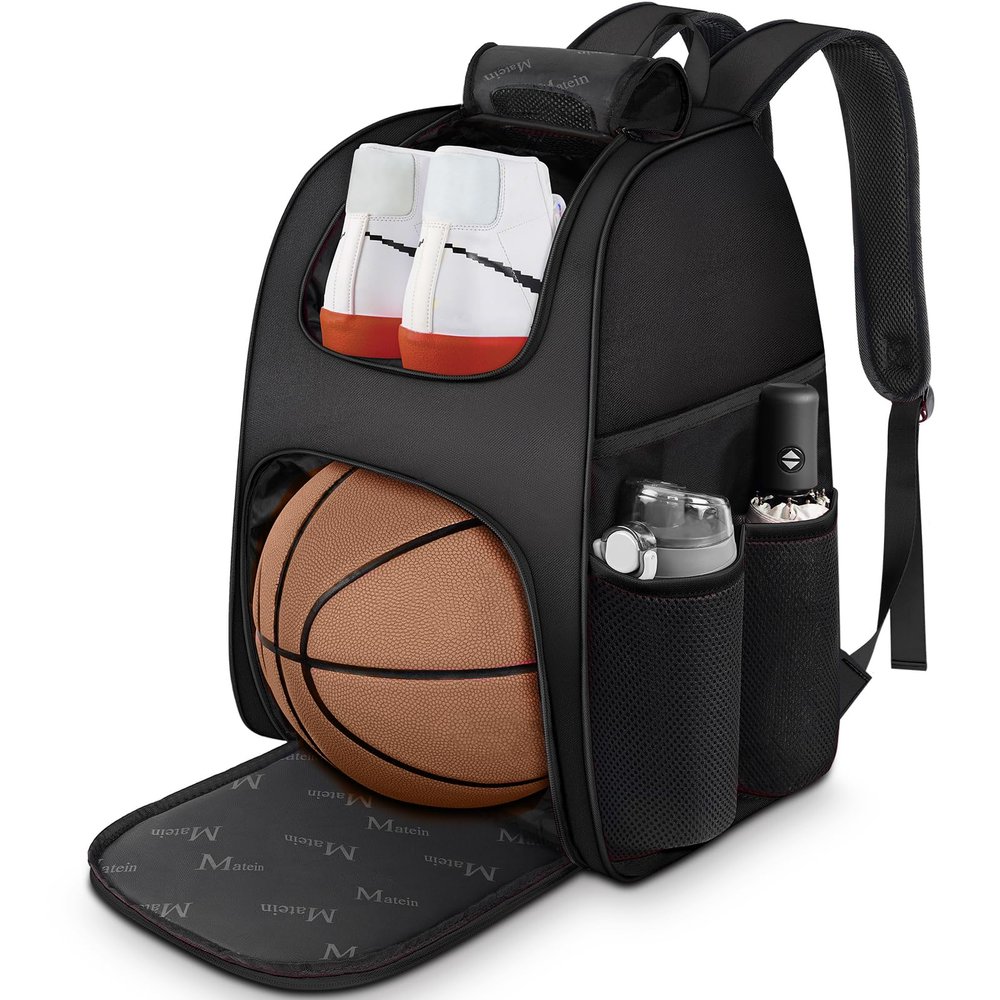MATEIN Basketball Bag, Sturdy Soccer Bag with Ball Holder & Shoe Compartment, Large Basketball Backpack for Training Equipment, Water Resistant Sports Ball Backpack Fits Volleyball Football, Colorful