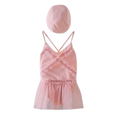 Fashion Girls Quick Dry Princess Mesh Swimsuit Suit Skirt with Swimming Cap Outfits for Girls (Pink, 9-12 Months)