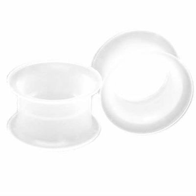 1 PAIR (2pcs) SILICONE EYELET TUNNELS Double Flare Gauges Thin Soft Flexible Flesh Plugs 1040 (1-7/16" (36MM), Clear)
