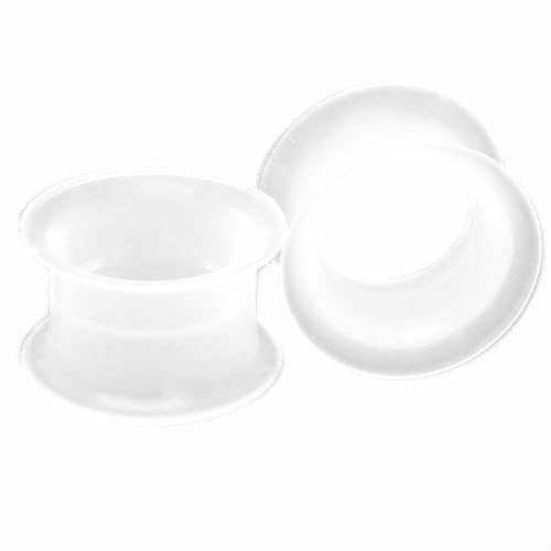 1 PAIR (2pcs) SILICONE EYELET TUNNELS Double Flare Gauges Thin Soft Flexible Flesh Plugs 1040 (1-7/16" (36MM), Clear)