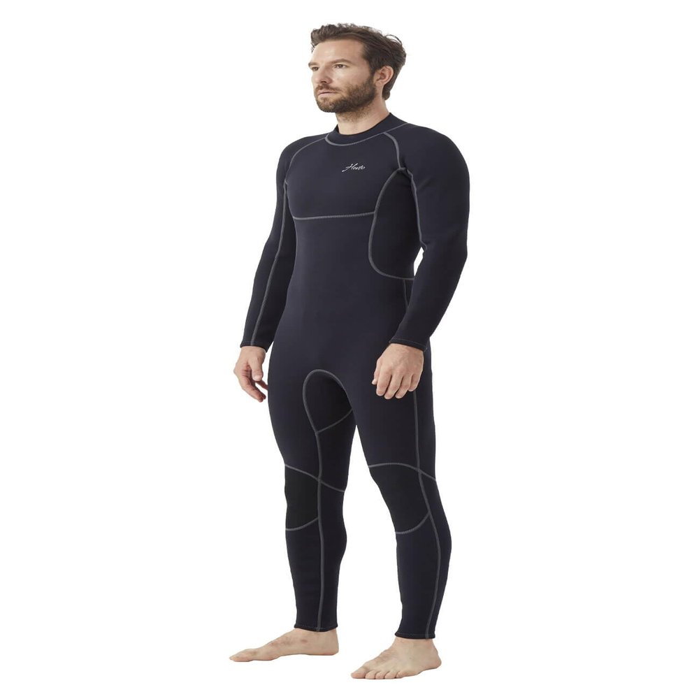 Hevto Men Wetsuits 3/2mm Neoprene Back Zip Fullsuit Wet Suit Keep Warm for Surfing Swimming SUP Snorkeling Diving (M2B-Black, MS)