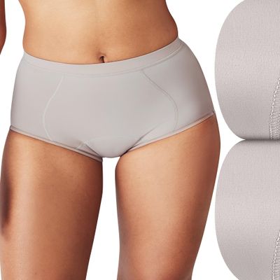 Bali Women's Shaping Brief with Light Leak Protection, Firm Control Shapewear Panties, 2-Pack