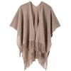 Fomolom Women Swimsuit Crochet Swim Cover Up Bathing Suit Beach Swimwear Knitted Cardigan Shawl Wrap with Fringes Khaki view 1