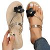 Hbeylia Boho Flat Sandals for Women Dressy Summer Flower Clip Toe T-Strap Wedge Sandals Thong Toe Comfort Soft Gladiator Sandals Shiny Comfortable Sandals for Beach Travel view 1
