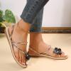 Hbeylia Boho Flat Sandals for Women Dressy Summer Flower Clip Toe T-Strap Wedge Sandals Thong Toe Comfort Soft Gladiator Sandals Shiny Comfortable Sandals for Beach Travel view 4