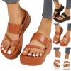 Hbeylia Summer Slippers for Women Fashion Platform Wedge Slip On Dressy Slide Sandals Classic Toe Ring Comfort Flat Sandals with Arch Support Women's Beach Travel Flip Flops Walking Shoes view 2