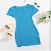 AIEBO Dresses for Women Dress Women's Dress Lettuce Trim Rib-Knit Bodycon Dress Dresses (Color : Blue, Size : X-Small) view 1