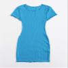 AIEBO Dresses for Women Dress Women's Dress Lettuce Trim Rib-Knit Bodycon Dress Dresses (Color : Blue, Size : X-Small) view 3