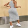 AIEBO Dresses for Women Dress Women's Dress Solid Halter Neck Bodycon Dress Dresses (Color : Gray, Size : Large) view 2