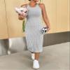 AIEBO Dresses for Women Dress Women's Dress Solid Halter Neck Bodycon Dress Dresses (Color : Gray, Size : Large) view 4