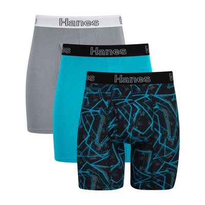 Hanes Men's Comfort Flex Fit Boxer Brief Pack, Supportive Pouch, Grey & Assorted, 3-Pack