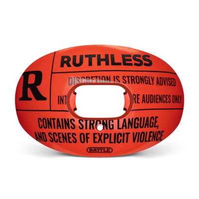 Battle Sports Oxygen Football Mouthguard - Football Mouth Guard with Strap, Superior Airflow & Better Performance, Maximum Breathability, Works with Braces - Ruthless/Red with Black Logo