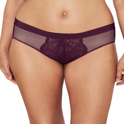Bali Women's One Smooth U Perfectly Pretty Hi Cut Underwear, Mesh Panties with Lace Inset