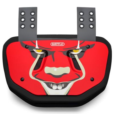 Battle Sports Novelty Football Back Plate  Hard Shell Lower Back Protector with Contoured Foam for High-Impact Protection - Youth, Clown/Red