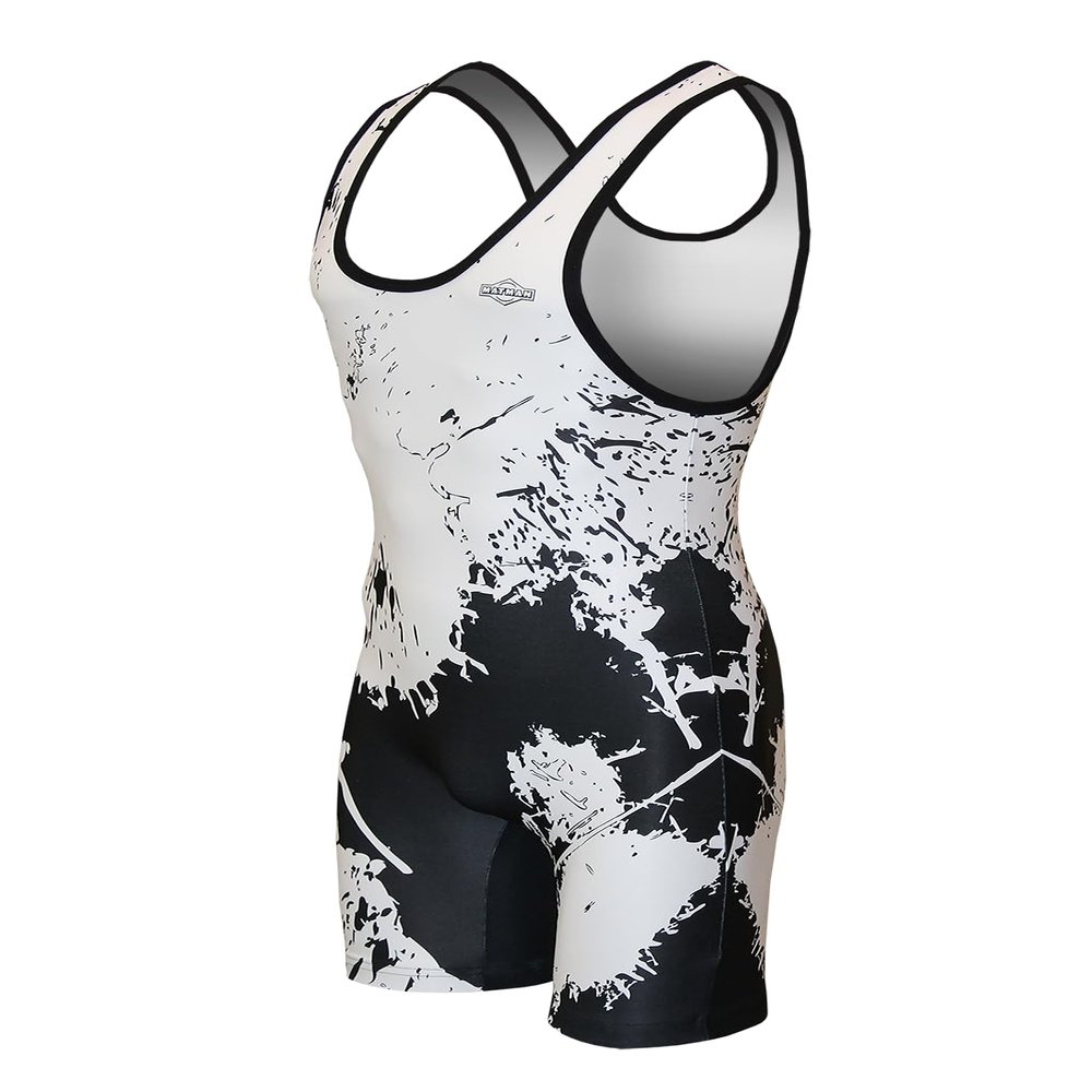 Matman USA The Splatter Men's & Boy's Wrestling - Weightlifting - Exercise Singlet - Made in the U.S.A. (Black, Medium)