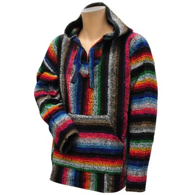 Pininos Kids Baja Hoodie, Extra Large, Multi-Colored Stripes, Acrylic Polyester Blend, Fleece Lined