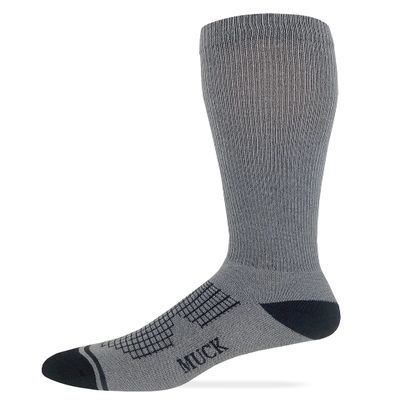 MUCK Boot Mens Lightweight Ultra Dri over the calf Boot Socks 1 Pair Pack (US, Alpha, Large, Regular, Regular, Grey)