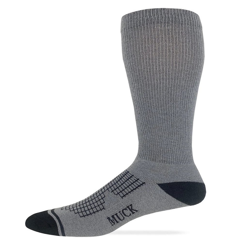 MUCK Boot Mens Lightweight Ultra Dri over the calf Boot Socks 1 Pair Pack (US, Alpha, Large, Regular, Regular, Grey)