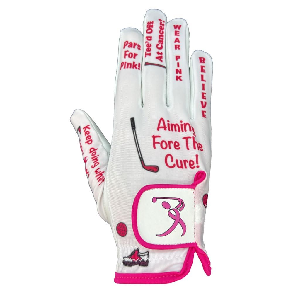 Giggle Golf Women's Golf Gloves (X-Large, Worn On Right Hand, Breast Cancer Awareness)