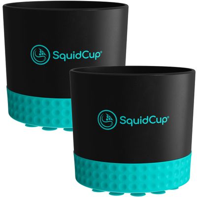 SquidCup Non-Tipping, Anti-Spill Cup Holder for Boats, Kayaks, SUPs, RVs, Fishing & Camping | Universal 1230 oz Fit | BPA-Free, Optional SquidDisk Mount Included for Textured Surfaces (Black/Teal)