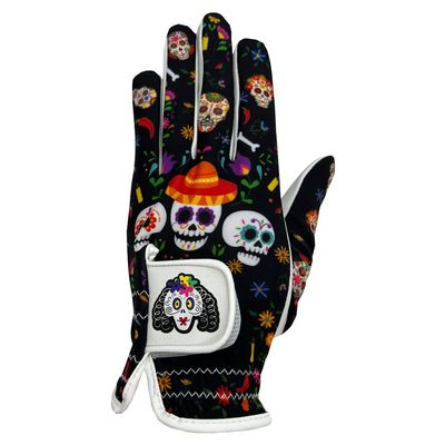 Giggle Golf Women's Golf Gloves (Medium, Worn On Left Hand, Sugar Skulls)