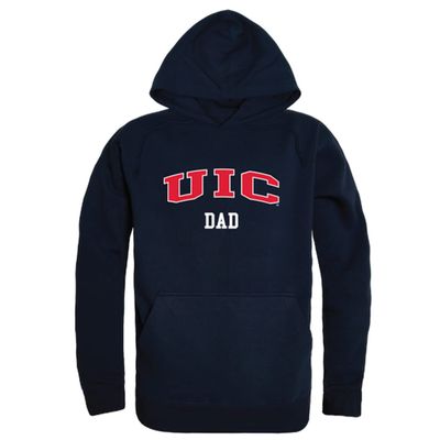 W Republic UIC University of Illinois at Chicago Flames Dad Hoodie Sweatshirts - Navy, X-Large