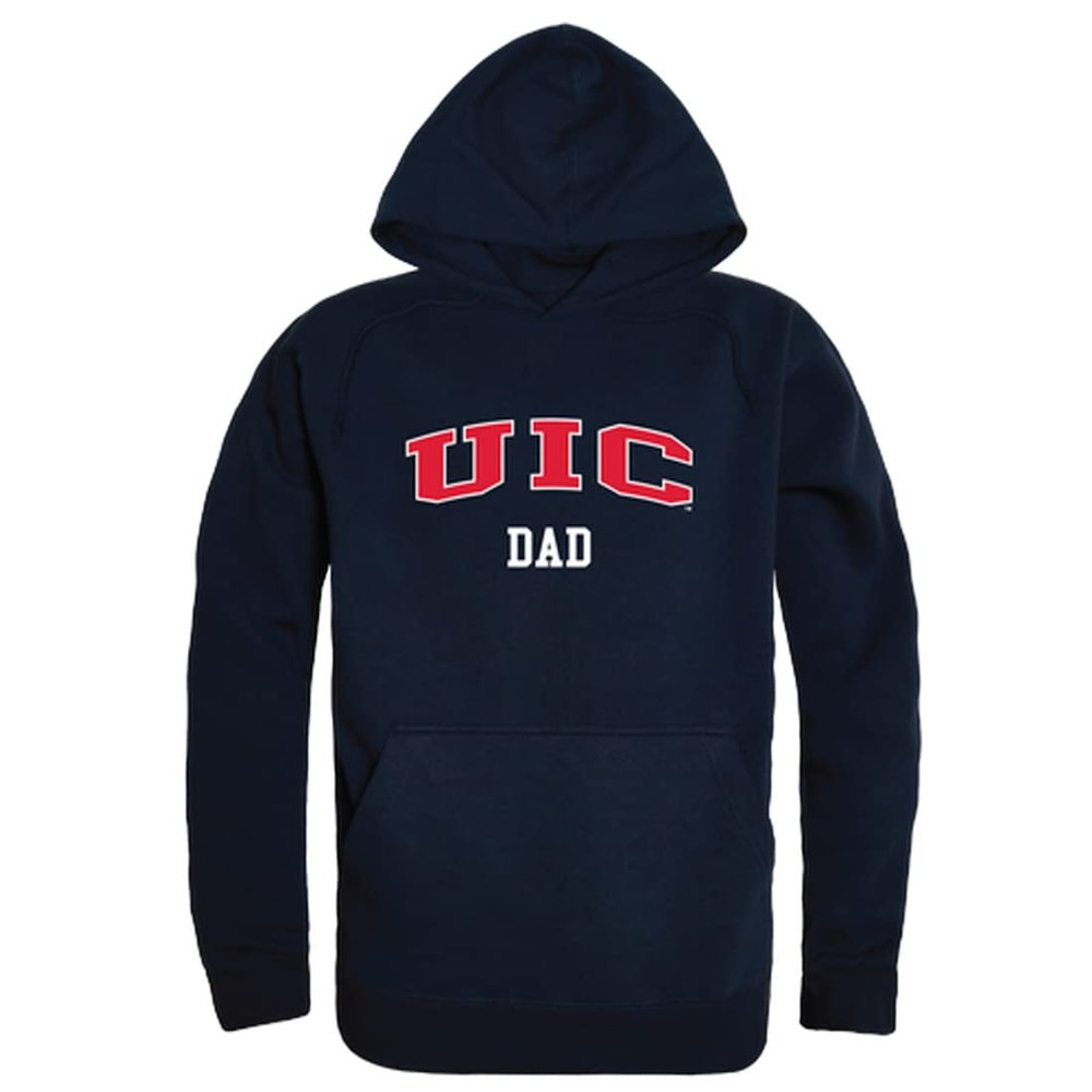 W Republic UIC University of Illinois at Chicago Flames Dad Hoodie Sweatshirts - Navy, X-Large
